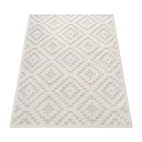 Indoor Outdoor Rug – Durable Short Pile – Geometric 3D Design – Easy Care