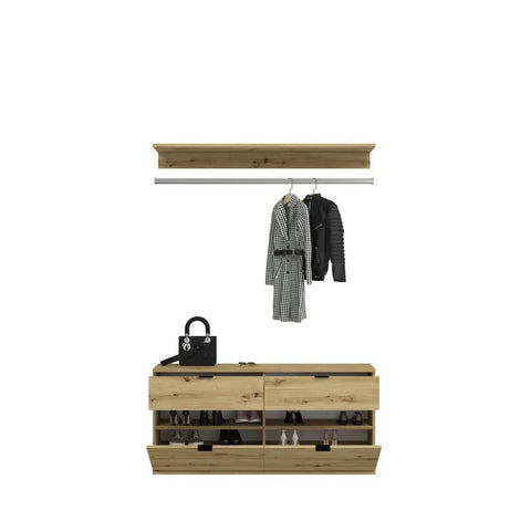 Rootz Systematic Wardrobe - Wood Material - Artisan Oak Nb - Shoe Storage - 212cm x 193cm. Sustainable FSC Certified Production. 4-Piece Set.