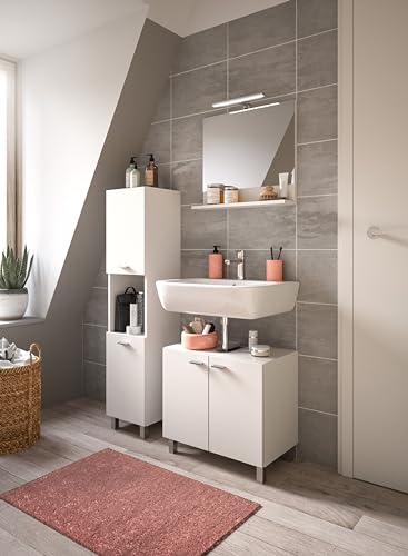 Rootz 3-Piece Set Bathroom Furniture - White Nb - Bathroom Storage - Extensive Storage - 102cm x 186cm x 33cm