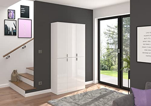 ROOTZ Tall Cabinet White Glossy - Wood Storage Unit - High-shine White - Sustainable - 30cm x 193cm x 34cm