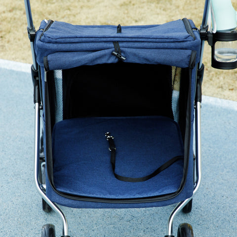 Rootz Dog Car - Pet Stroller - Compact Carrier - Foldable & Lightweight - Mesh Windows - 80L x 48.5W x 106H cm