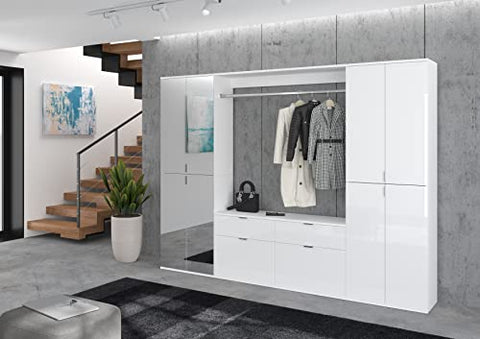 Rootz High-Gloss White Wardrobe - Shoe Cabinet - System Furniture - FSC Certified - 121cm x 62cm x 34cm