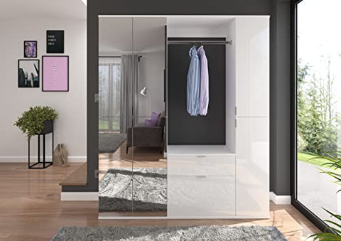 Rootz High-Gloss White Wardrobe - Shoe Cabinet - System Furniture - FSC Certified - 121cm x 62cm x 34cm