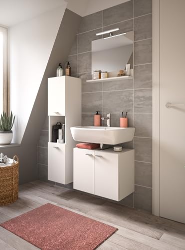Rootz 3-Piece Set Bathroom Furniture - White Nb - Bathroom Storage - Extensive Storage - 102cm x 186cm x 33cm