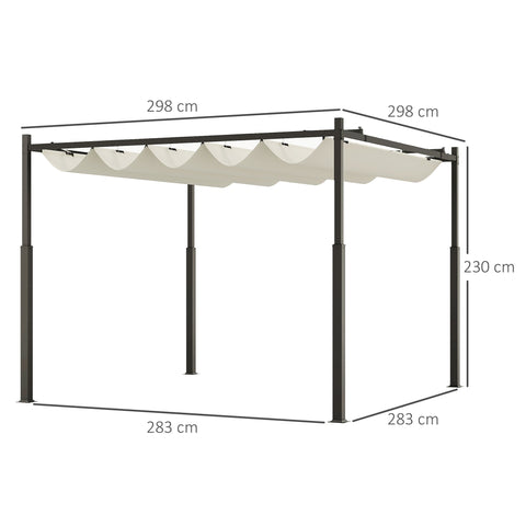 Rootz Pergola Gazebo - Garden Canopy - Outdoor Pavilion - UPF30+ Protection - 298cm x 298cm x 230cm - White- Black