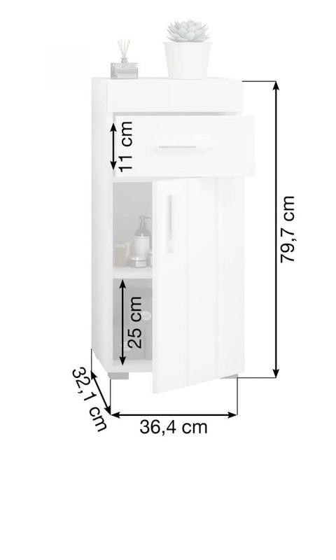 Rootz Snow Bathroom Cabinet - Wood Material - White - Stylish Design - 80cm x 36cm x 32cm