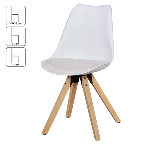 Rootz 2 Piece Set Dining Room Chairs - Kitchen Chairs - Modern Chairs - Elegant Fabric Cover - 49cm x 87cm x 52cm - White - Felt Gliders - Lush Padding - Secure Stand