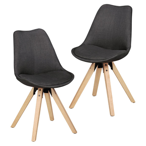 Rootz 2 Piece Set Dining Chairs - Kitchen Chairs - Modern Chairs - Fabric Cover - 49cm x 87cm x 52cm - Elegant Design - Comfortable Padding - Durable Wood Legs