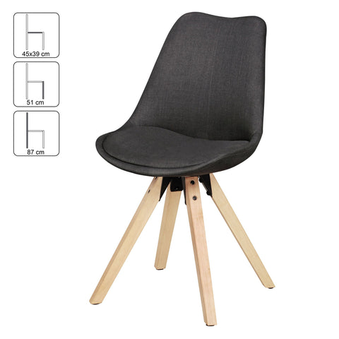 Rootz 2 Piece Set Dining Chairs - Kitchen Chairs - Modern Chairs - Fabric Cover - 49cm x 87cm x 52cm - Elegant Design - Comfortable Padding - Durable Wood Legs