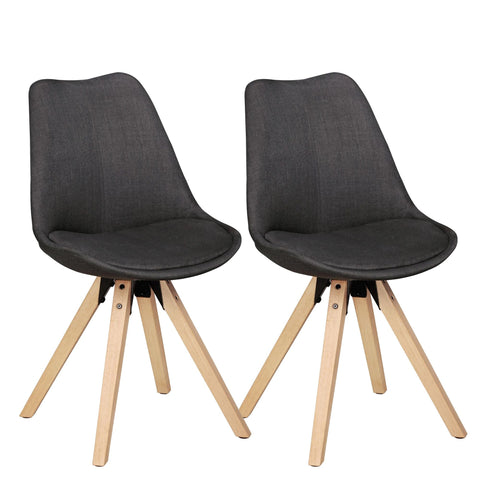 Rootz 2 Piece Set Dining Chairs - Kitchen Chairs - Modern Chairs - Fabric Cover - 49cm x 87cm x 52cm - Elegant Design - Comfortable Padding - Durable Wood Legs