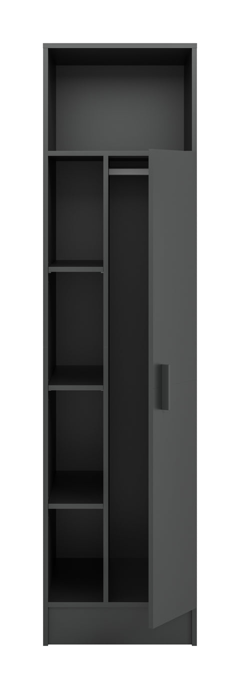 Rootz Universal Cabinet - Wardrobe - Storage Solution - Easy Installation - 50x195x62 cm Grey Chipboard