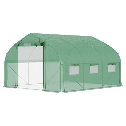 Rootz Greenhouse Tunnel 10.4m² - UV-Resistant Greenhouse - Rollable Zipper-Door - Extend Growth Seasons - 350x300x200cm