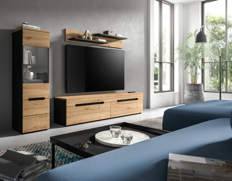 Rootz Living Room Furniture Set - Display Unit - Storage Solutions - With Lighting - 221x141x33 cm