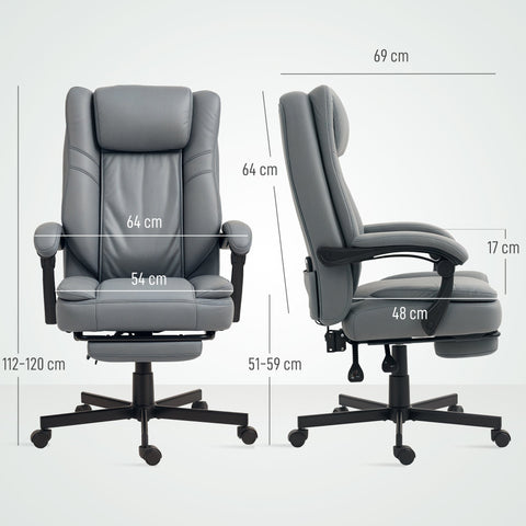 Rootz Grey Office Chair - Ergonomic Desk Chair - Massage Function - Relaxation & Comfort - 64cm x 69cm x 112-120cm
