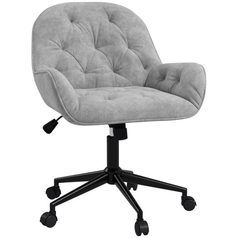 Rootz Office Chair - Desk Chair - Computer Chair - Height Adjustable - Velvety Polyester - Velvet Look - Gray - 60cm x 61cm x 91cm