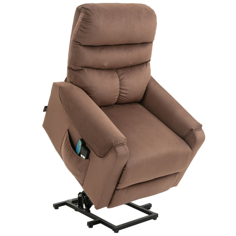 Rootz Power Lifting Chair with Stand-Up Aid - Electric TV Recliner - Vibration Massage - Heating Pads - Brown - 79cm x 97cm x 103cm