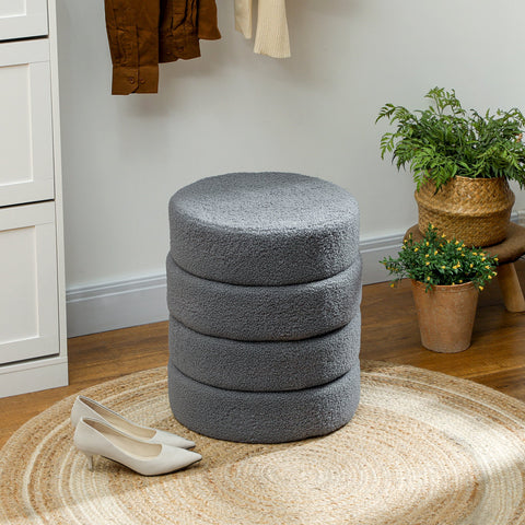 Rootz Round Stool - Ottoman - Footstool - Supports 120kg - Grey - Ø40 x 45H cm