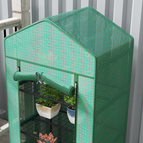 Rootz Mini Greenhouse for Flowers - Vegetable House - Plant Shelter - Compact Design - Steel & Plastic - 69l x 49b x 193h cm