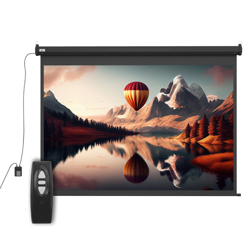 Rootz 100-Inch Beamer Canvas - Projection Screen - Home Cinema - Motorized - Black - 203cm x 152cm