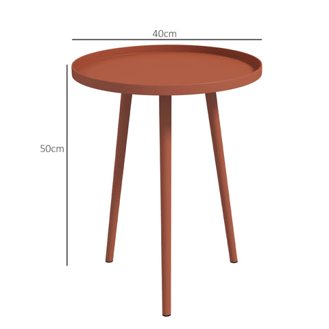 Rootz Side Table - Coffee Table - Garden Table - Weatherproof Steel - Ø40 x 50cm - Red
