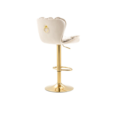 Rootz Swivel Bar Stools - Adjustable Bar Chairs - Velvet Counter Stools - Ergonomic Comfort - 55cm x 46cm x 92-112cm