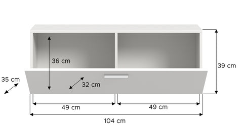 Rootz Wardrobe - Storage Cabinet - Organizer Closet - Durable & Easy-Care - White Melamine - 104 x 39 x 36 cm