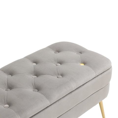 Rootz Velvet Pouf Bench - Ottoman - Velvet Storage Bench - Comfortable Seat - 104cm x 40cm x 51cm