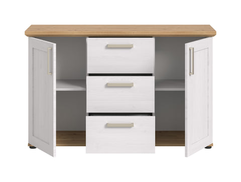 Rootz Sideboard - Buffet - Storage Cabinet - Optimal Organization - 129x80x40cm - White and Brown