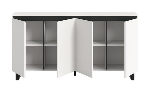 Rootz Sideboard - Storage Cabinet - Buffet Table - Organizes Utensils - 160 x 84 x 36 cm - White & Black