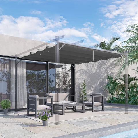 Rootz Replacement Tarpaulin - Gazebos - With Water Drainage Holes - Retractable Pergola Shade Cover - Dark Gray - 2.50 x 2.55 m