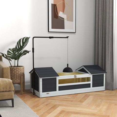 Rootz Outdoor Tortoise House - Turtle Enclosure - Reptile Habitat - Adjustable Lamp - 120 x 56.5 x 43cm