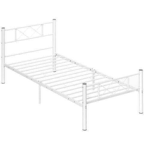 Rootz Bed Frame - Single Bed - High Headboard Bed - Storage Space - Steel Frame - 96L x 208W x 88H cm