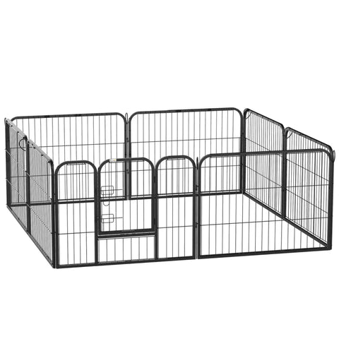 Rootz Puppy Run - Animal Enclosure - Folding - Locking Door - Weather Resistant - 8 Panel - Black - 80cm x 60cm