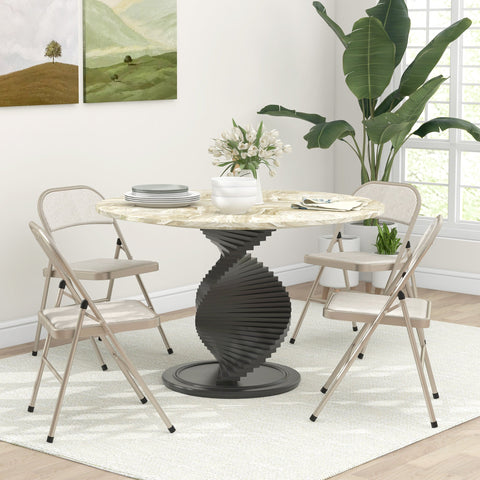 Rootz 4 Piece Set Foldable Dining Chairs - Portable Chairs - Steel Frame Seats - Comfort & Style - 45cm x 46cm x 78cm - Beige