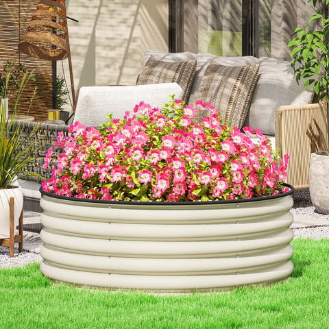 Rootz Raised Bed - Galvanized Planters - Planting Box - Promotes Root Growth - 120cm x 120cm x 43cm - White