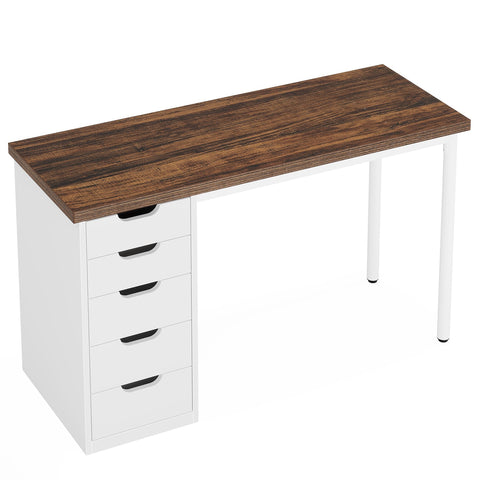 Rootz Home Office Desk - Writing Desk - Study Table - 5 Drawers - Solid Stability - 45 cm D x 120 cm W x 75 cm H