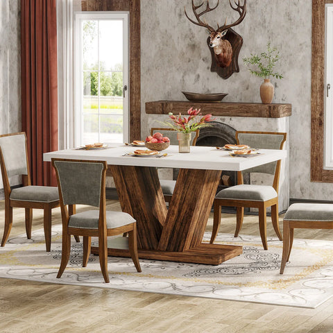 Rootz Dining Table - Rustic Table - Compact Table - Sturdy Design -120 cm Width x 80 cm Depth x 76 cm Height