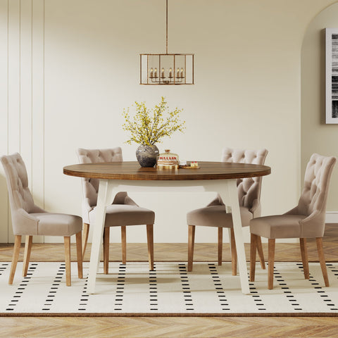 Rootz Round Dining Table - 119.3 Rustic Table - Chic Design - Durable MDF - Seats 6 - Easy Install - 76 cm H x 120 cm W x 120 cm L