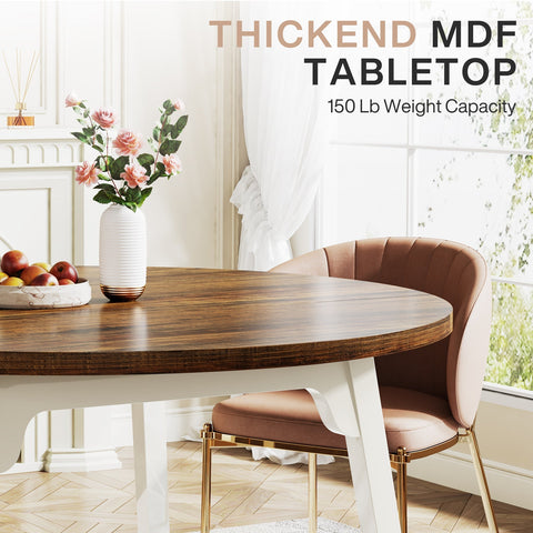 Rootz Round Dining Table - 119.3 Rustic Table - Chic Design - Durable MDF - Seats 6 - Easy Install - 76 cm H x 120 cm W x 120 cm L