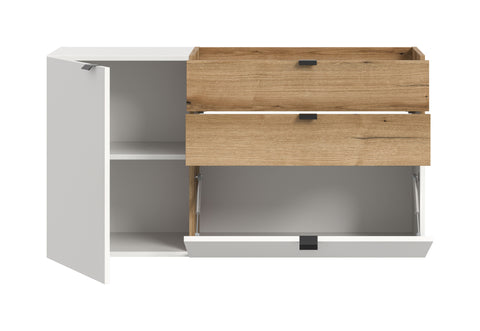 Rootz Hanging Chest of Drawers - Wall-Mounted Storage - White Imitation - Ample Storage - 120x64x37cm