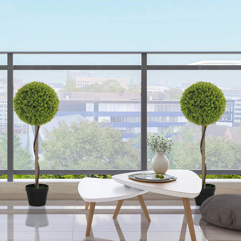 Rootz Artificial Eucalyptus Tree Set of 2 - Faux Plants - Decorative Trees - Easy Care - 90cm