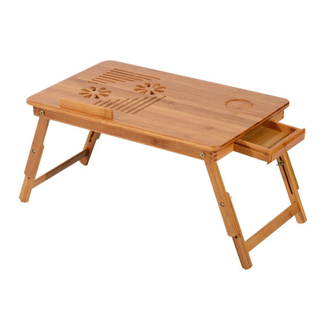 Rootz Bamboo Laptop Table - Bed Table - Folding Table - Eco-Friendly Design - Adjustable Height - 55x35x22-30cm