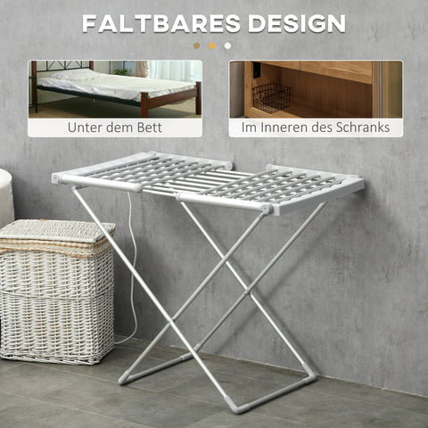 Rootz Heated Electric Laundry Rack - Drying Rack - Foldable Clothes Rack - Saves Drying Time - 144l x 53b x 91h cm