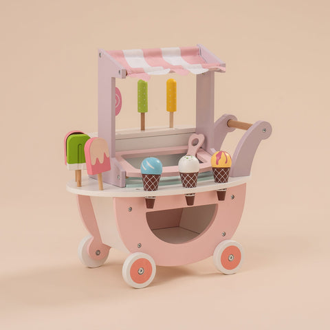 Rootz Wooden Ice Cream Cart Toys for Kids - Pretend Play - Educational Toy - Fun & Safe - 30cm x 20cm x 15cm