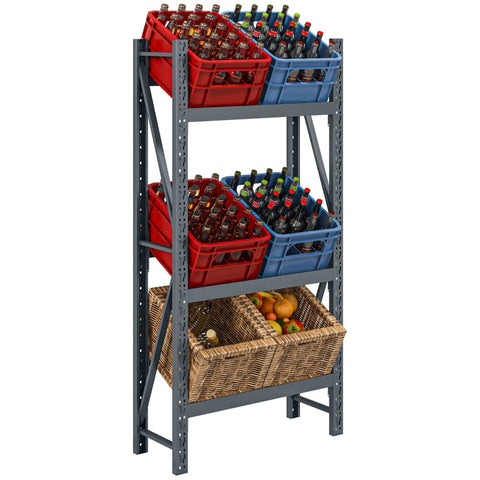 Rootz Drinks Crate Rack - Beer Crate Organizer - Beverage Storage Stand - Space-Saving - Adjustable Shelves - Sturdy Steel - 80cm x 30cm x 160cm