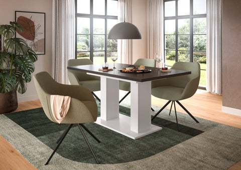 Rootz Extendable Dining Table - Dinner Table - Adjustable Table - Durable & Easy Clean - 150-190x76x80 cm - White & Grey Replica