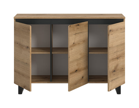 Rootz Sideboard - Brown Buffet - Black Accent Cabinet - Ample Storage - 120x84x36 cm