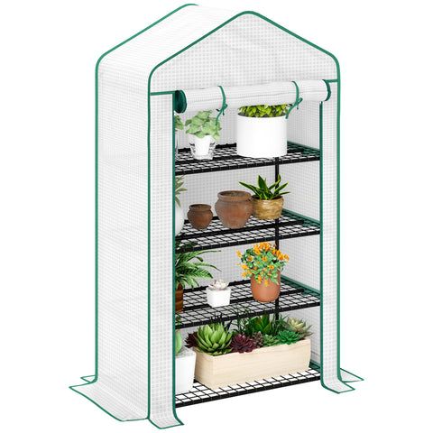 Rootz 4 Level Greenhouse Shelf - Garden Balcony - Plant Protection - Galvanized Steel - 90cm x 49cm x 160cm