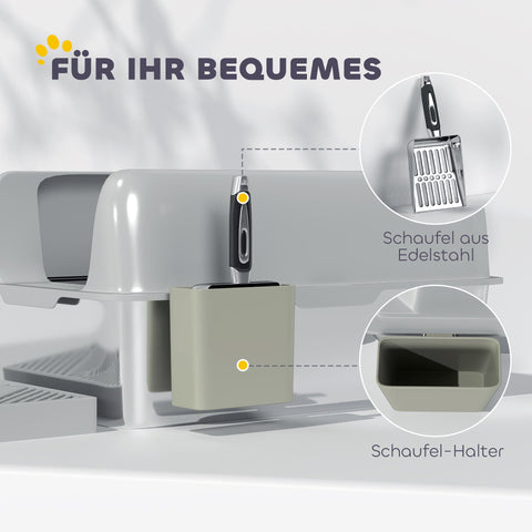 Rootz Cat Toilet Litter Box - Stainless Steel - High Walls - Easy Cleaning - 60.2cm x 40.6cm x 29cm