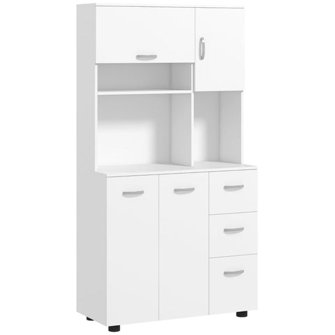 Rootz Kitchen Cabinet - Pantry Cupboard - Storage Organizer - MDF Construction - White - 89cm x 39.5cm x 168cm